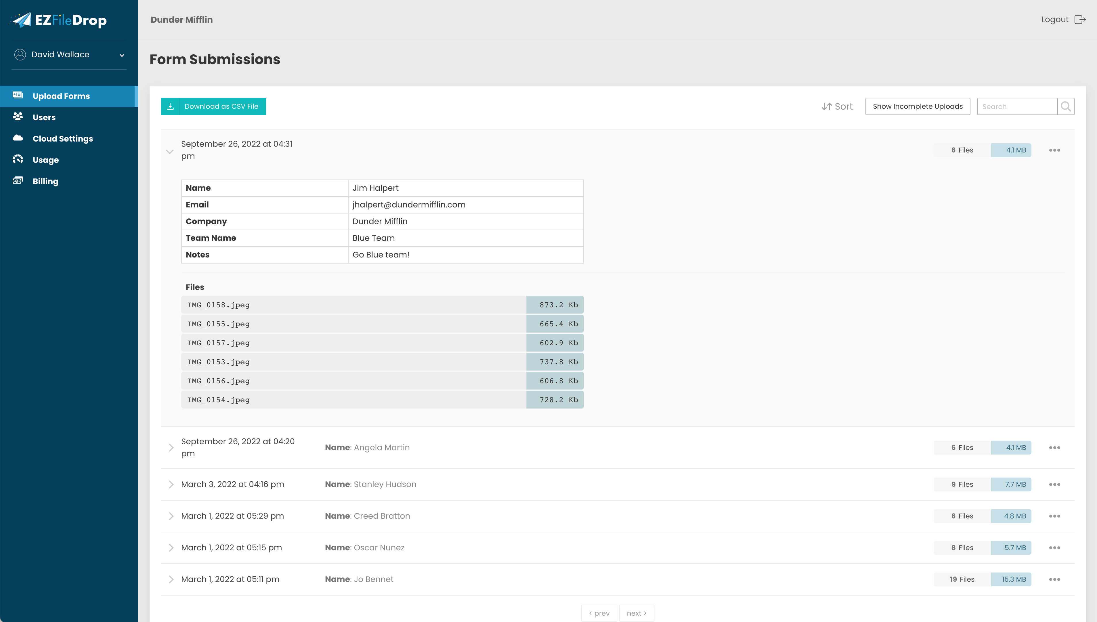 screenshot of EZ File Drop